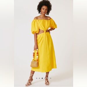 FARM Rio Yellow Off-Shoulder Maxi Dress